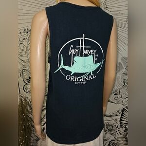 EUC Guy Harvey Navy Sleeveless Top with Marlin Graphic Small Regular Fit